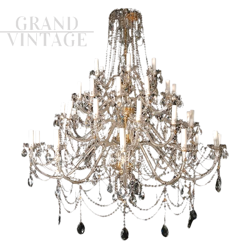 Maria Teresa model chandelier with crystal drops and 38 lights    