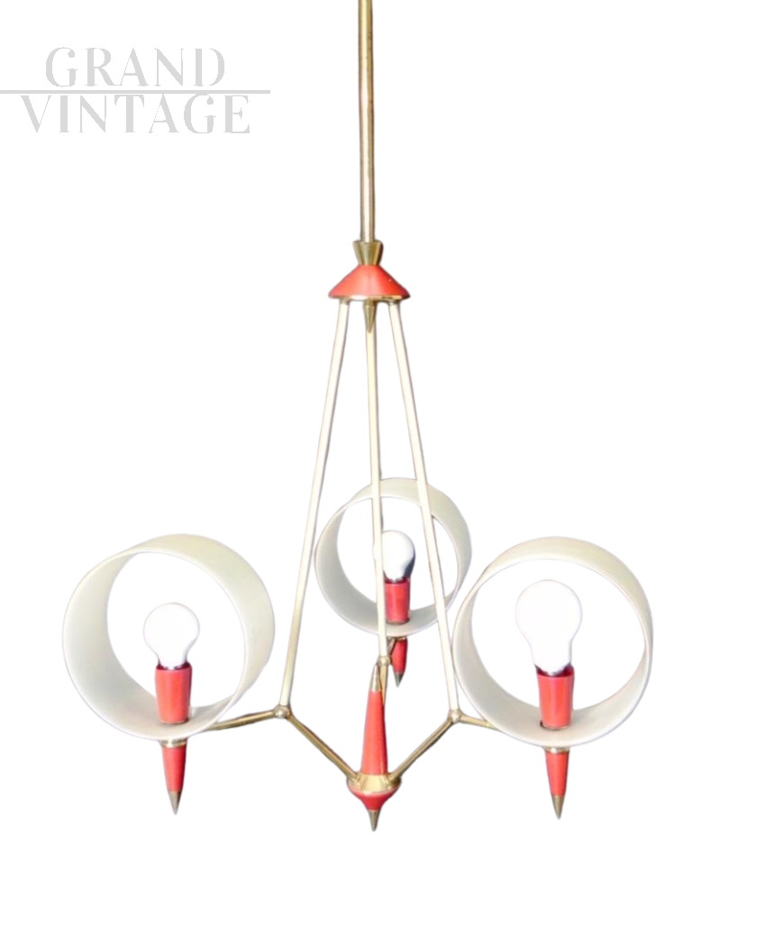 1970s space age chandelier with directional lampshades