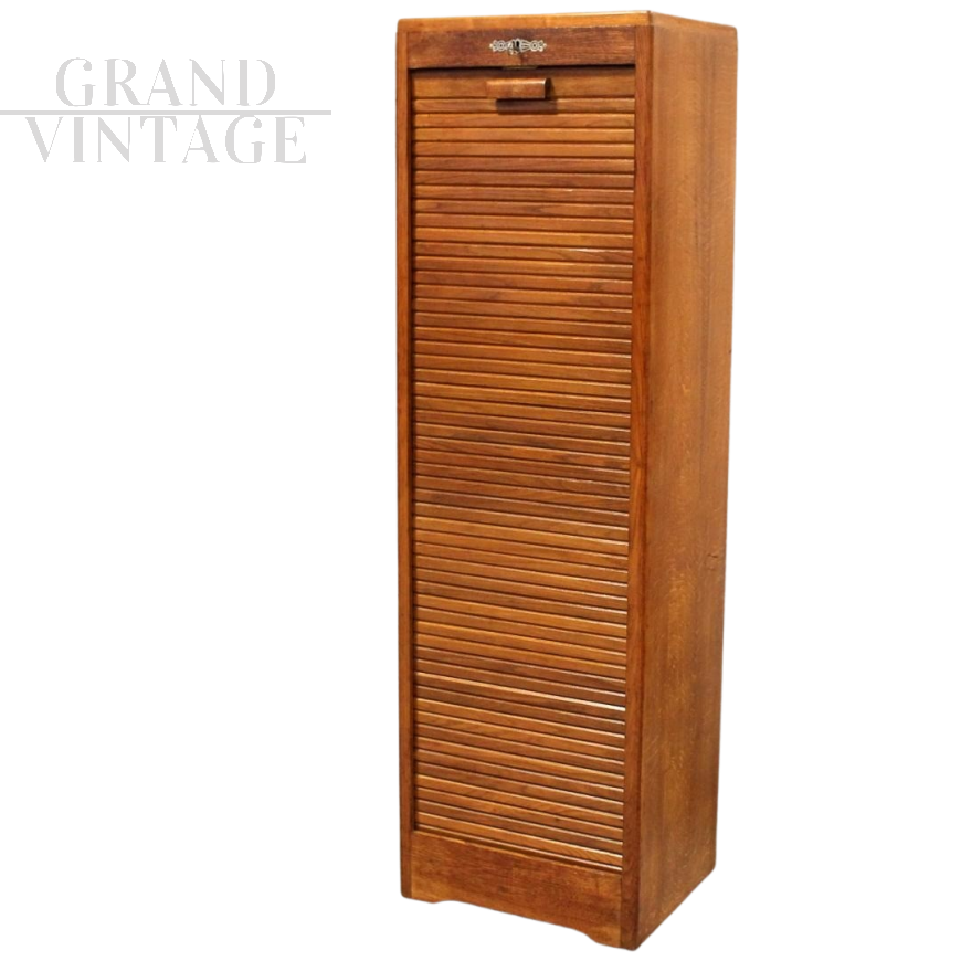 Dark oak roller shutter filing cabinet        