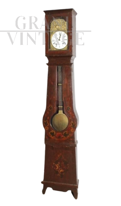 Antique painted grandfather clock from the mid-19th century          