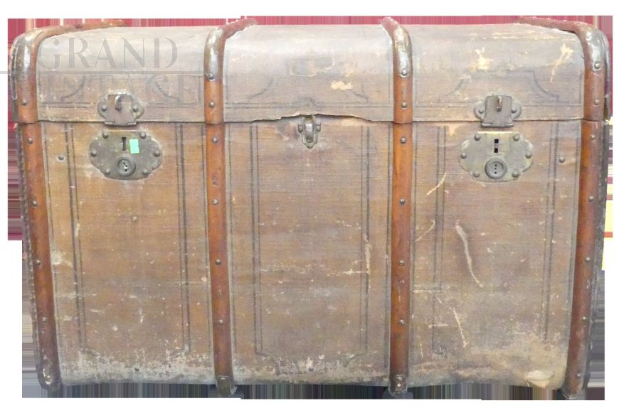 Antique wooden trunk with initials, late 19th century