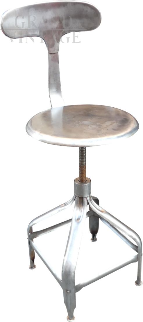 Nicole vintage metal stool with backrest