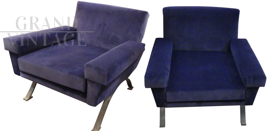 Pair of italian velvet armchairs