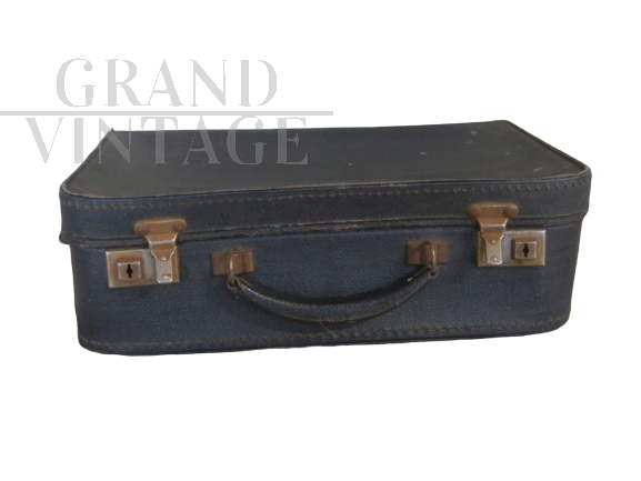 Vintage blue cardboard suitcase, 1950s