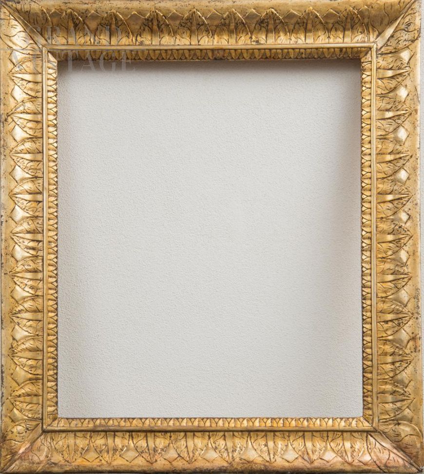 Antique Neapolitan Empire frame in gilded and carved wood