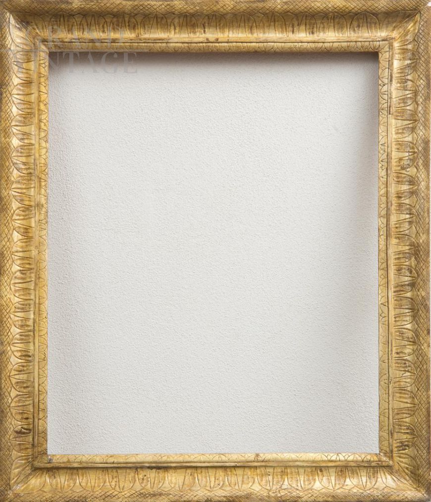 Antique Neapolitan Empire frame carved in gold leaf  