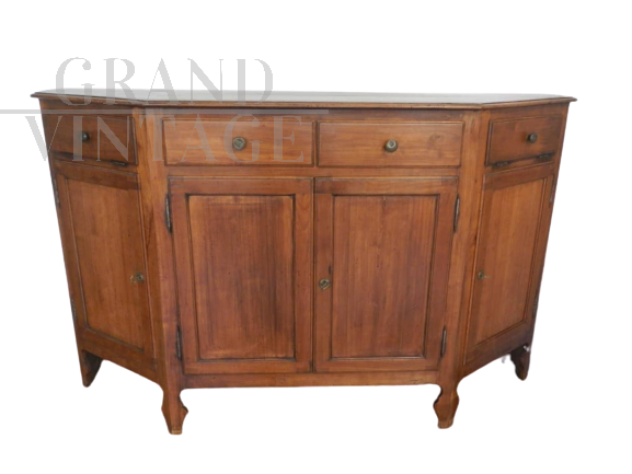 Notched sideboard in cherry wood, Venetian manufacture from the 50s