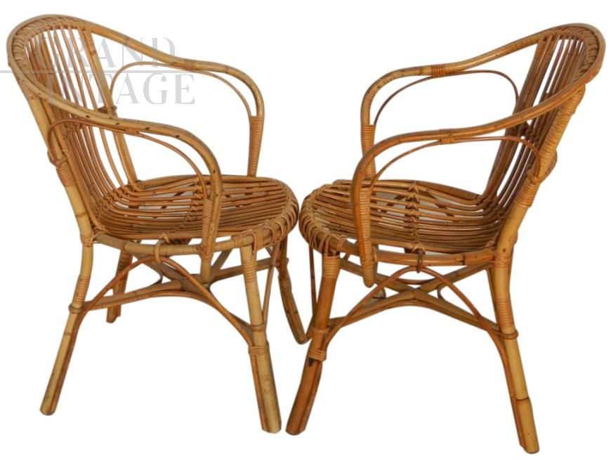 ARMCHAIRS SET IN WICKER, 1970s