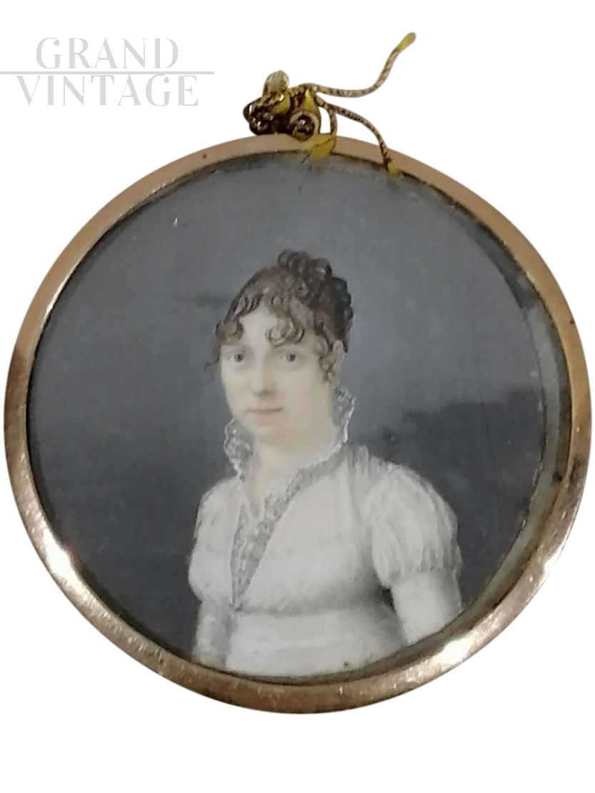 Portrait of a woman, miniature on ivory, 1800s 