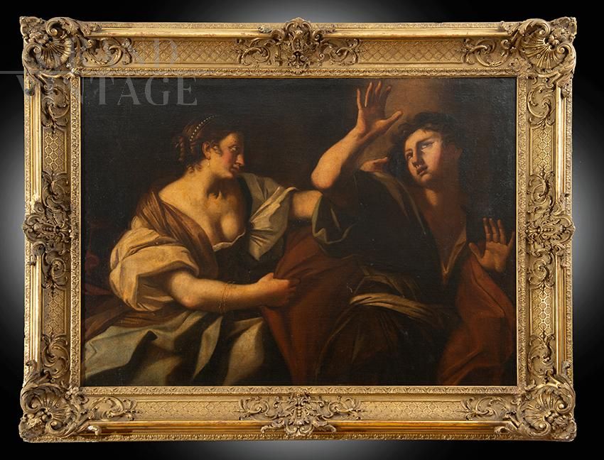 Joseph and Potiphar's wife - Antique oil painting on canvas