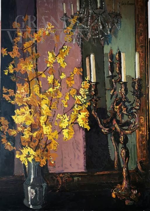 Still Life painting by Julio Serrano, oil on canvas, 1950s