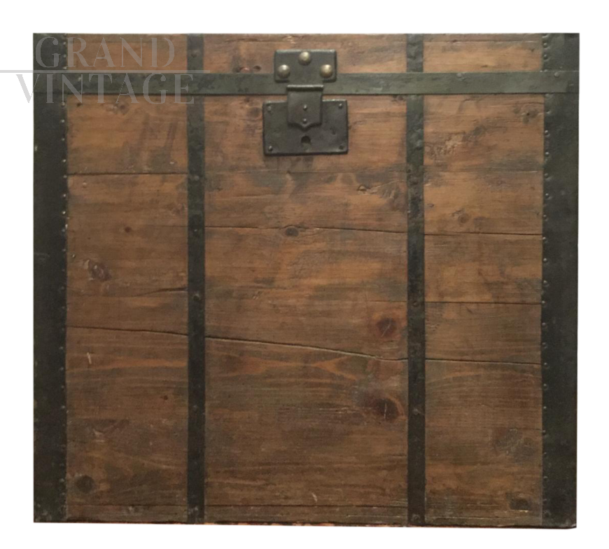 Military trunk in pine wood