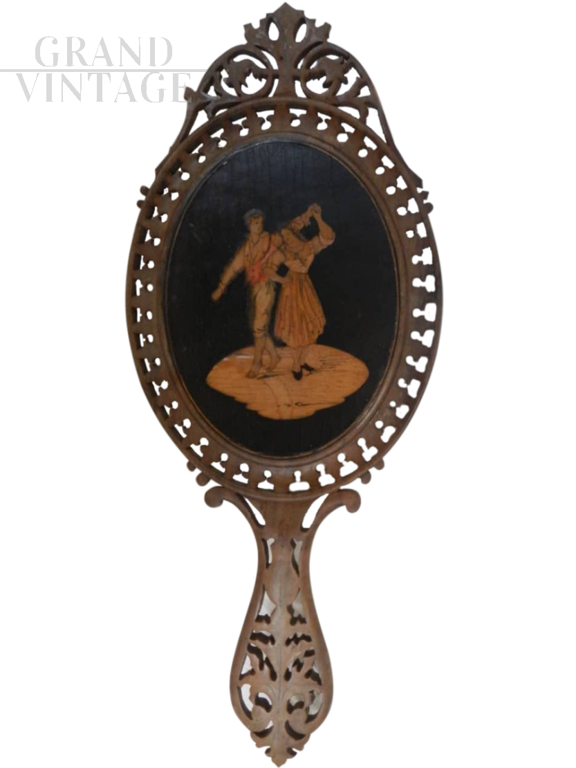 Late 19th century oval mirror with handle