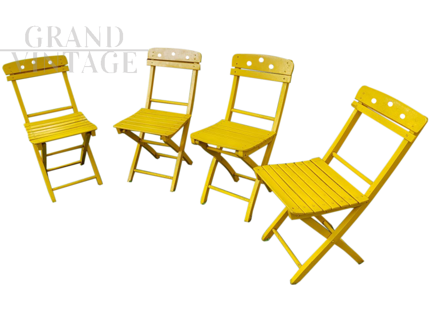 Four folding beach chairs, 1950s