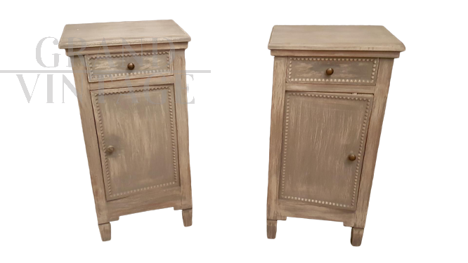 Pair of lacquered shabby bedside tables