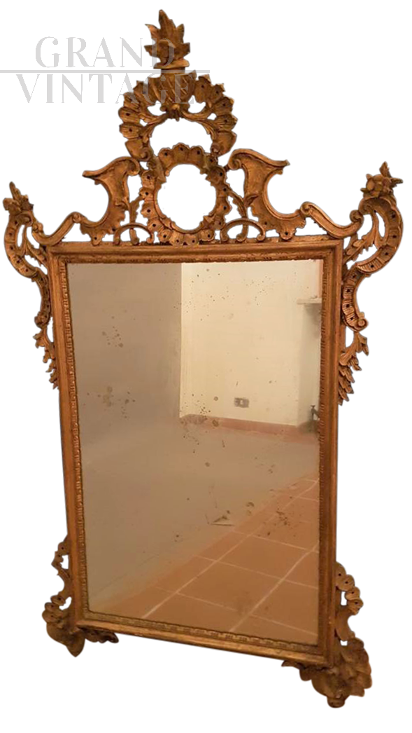 Gilded wooden mirror from 1970s