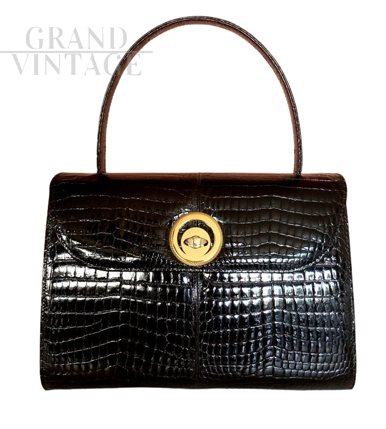 Vintage black crocodile bag