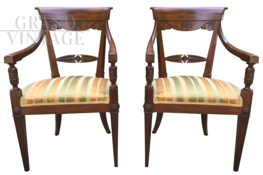 Walnut armchairs, 1800s