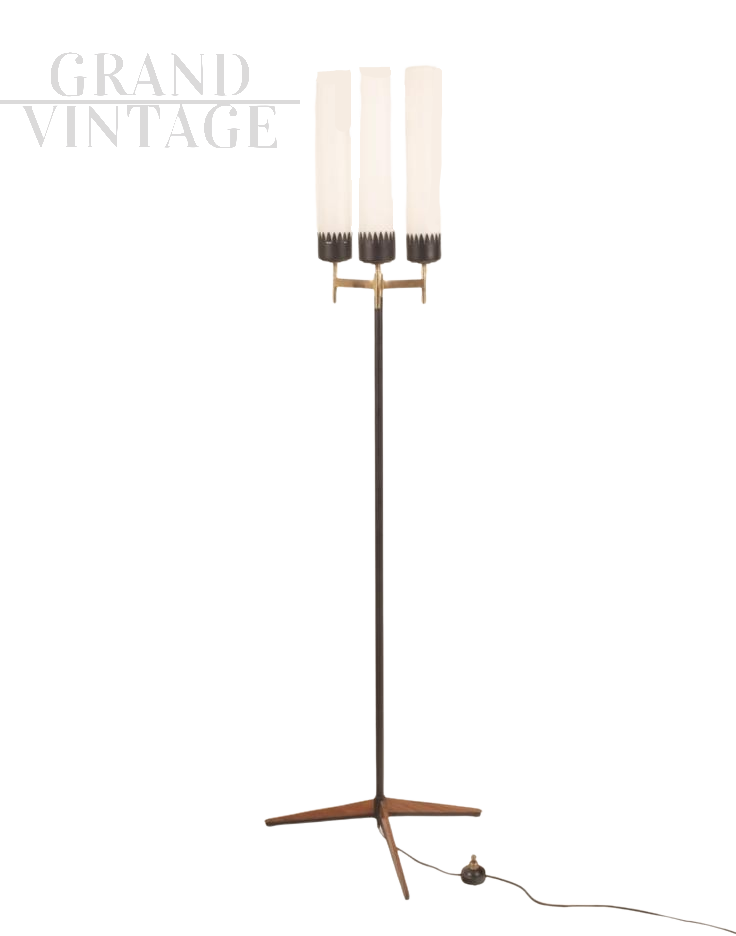 Stilnovo floor lamp with three lights, 1950s