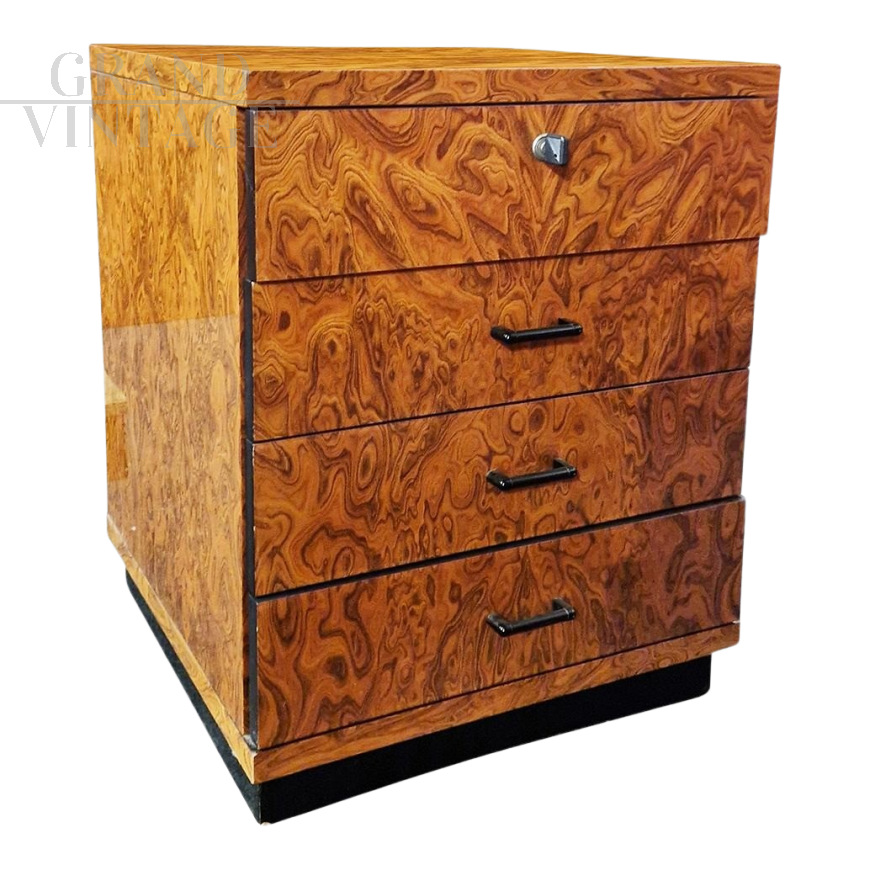 Small art deco drawer unit in thuja briar