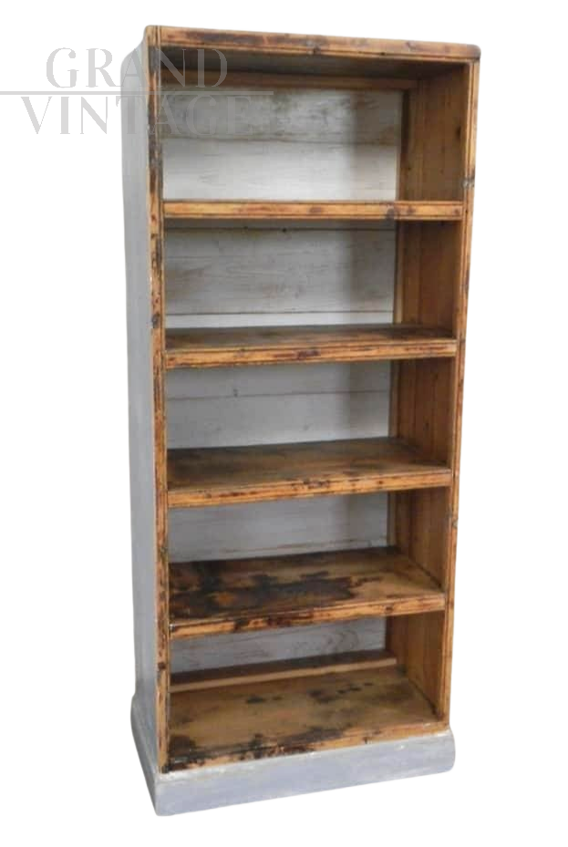 Small industrial style open bookcase shelving unit, 1950s       