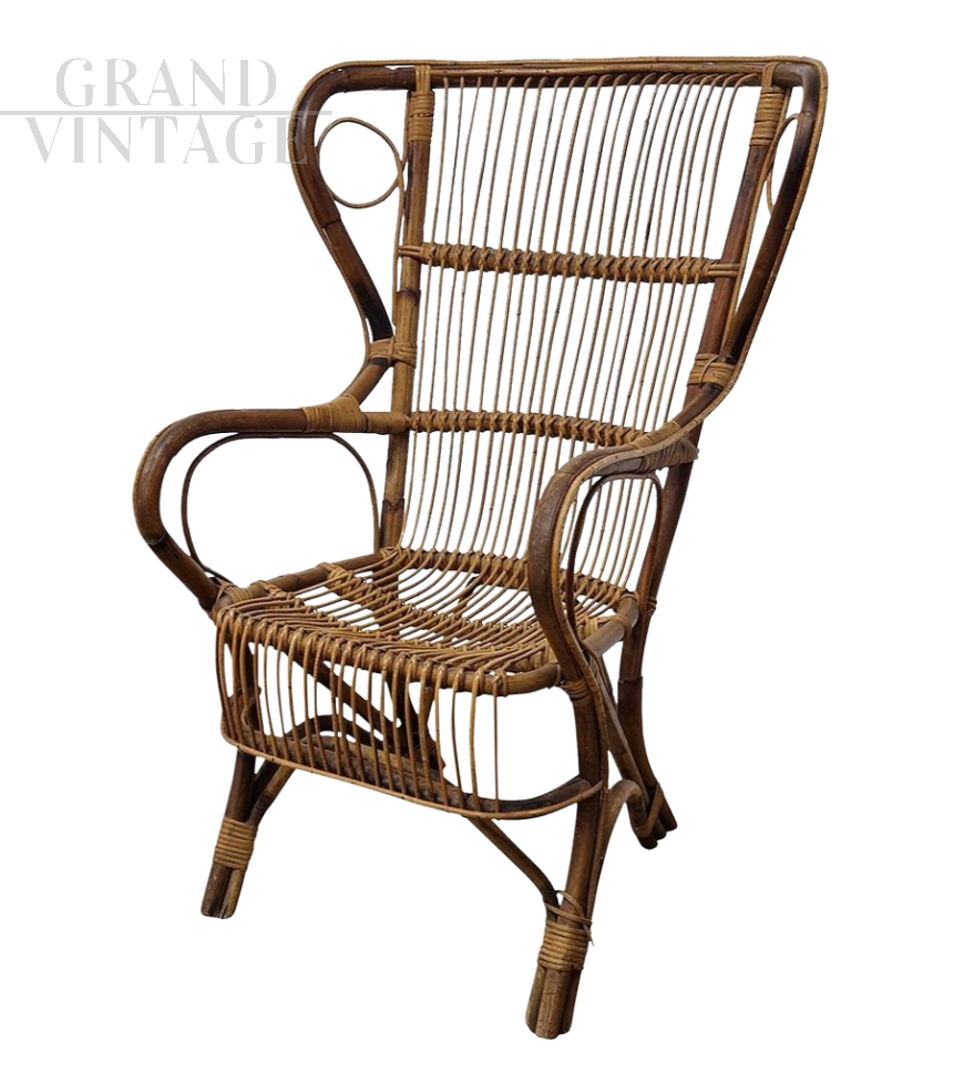 Design armchair in bamboo and rattan