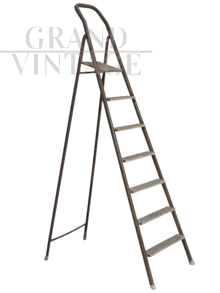 Vintage iron and wooden ladder from the 70s