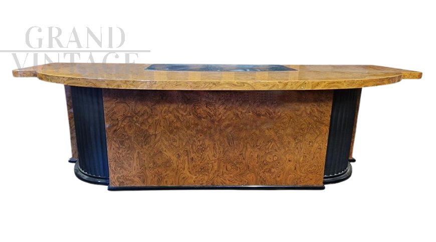 Art deco large desk in thuja briar