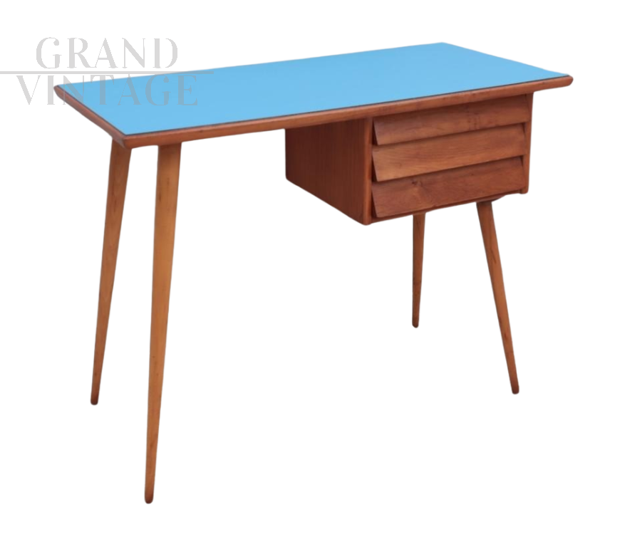 Mid-century desk with light blue formica top, Italy 1960s