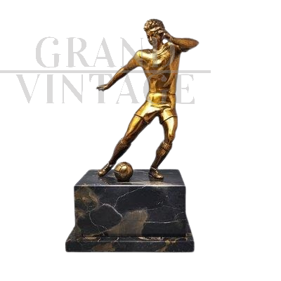 Bronze footballer sculpture, Italy 1920s - 1930s