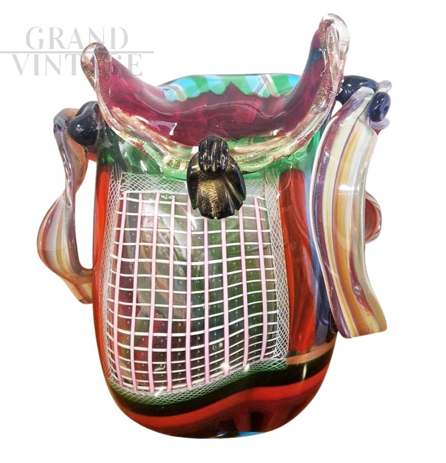 Multicolored Murano glass handbag sculpture by Colizza