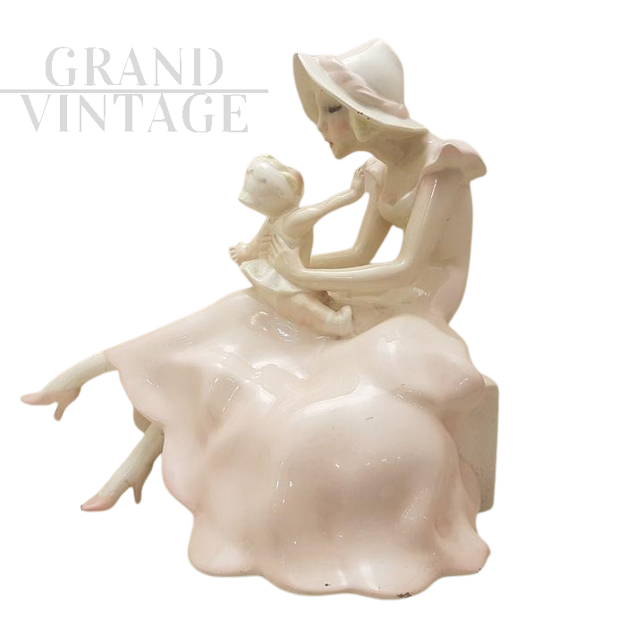 Essevi ceramic maternity sculpture signed Sandro Vacchetti