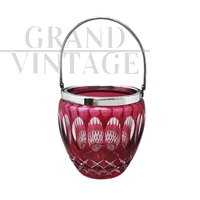 Red crystal ice bucket, Italy 1960s      