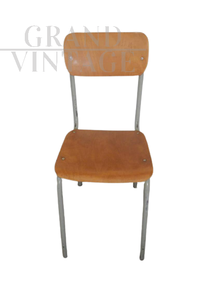 Single vintage school chair from the 70s