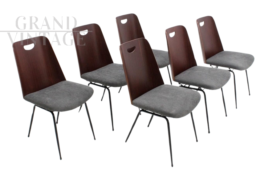 Set of 6 Du22 chairs by Gastone Rinaldi for Rima, Italy 1950s