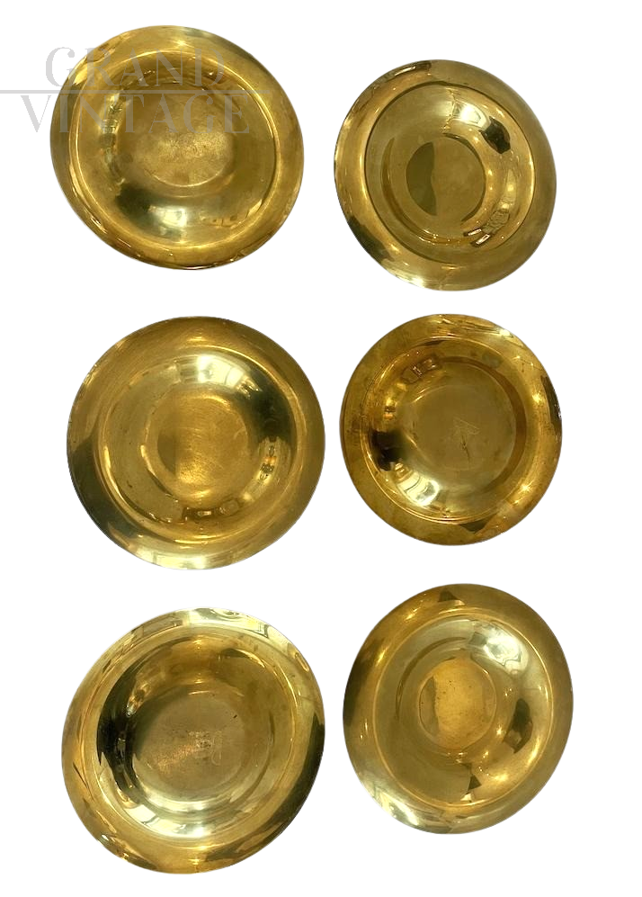 Set of 6 brass coasters, 1970s