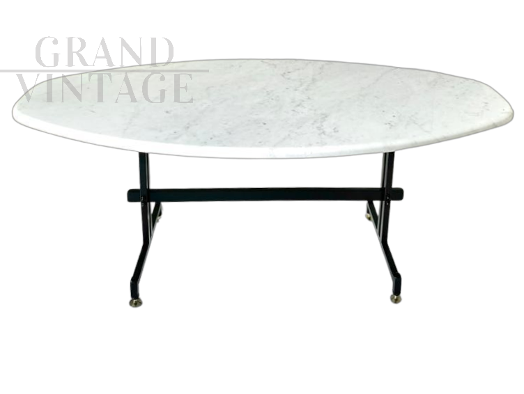 1960s design coffee table with Calacatta Carrara marble top    