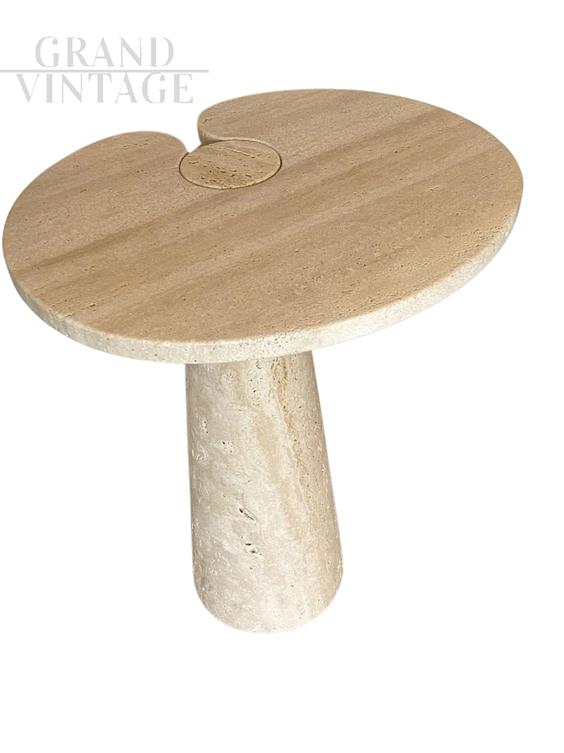 Coffee table designed by Angelo Mangiarotti in Italian travertine, Eros series