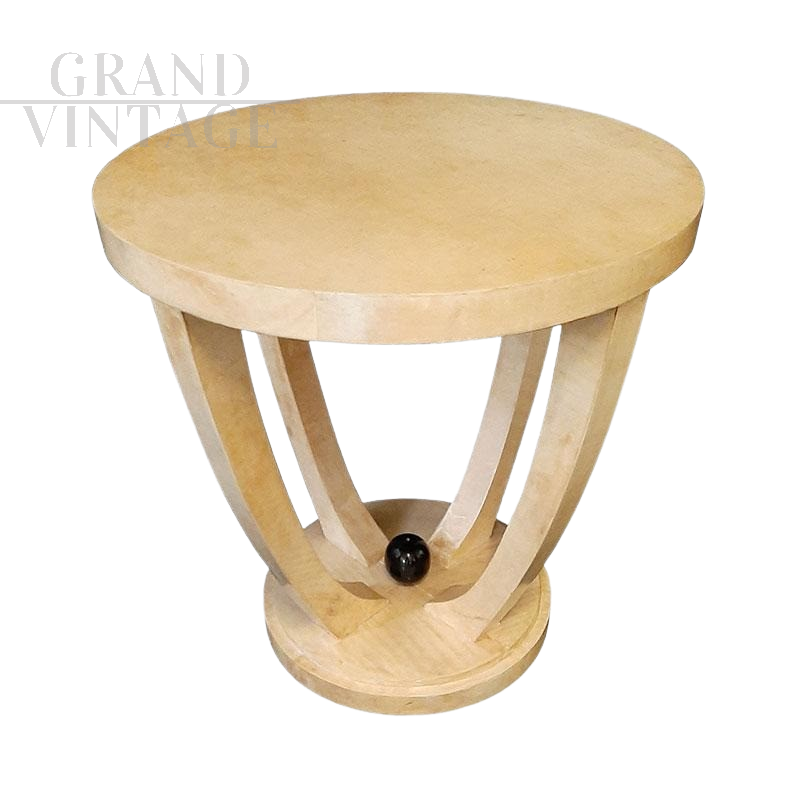 Round Art Deco style coffee table in parchment