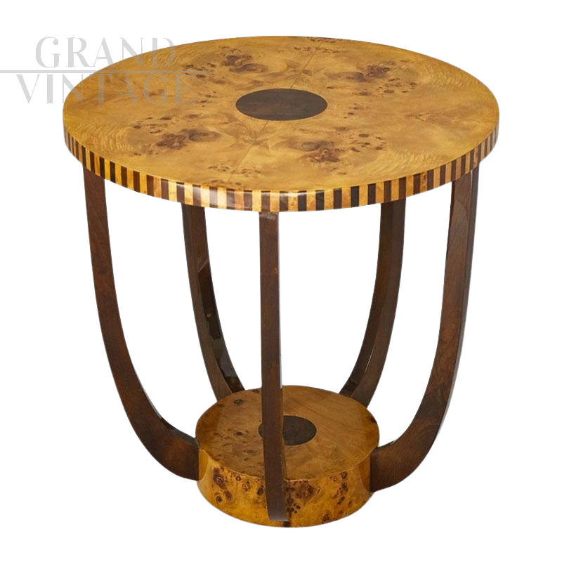 Round Art Deco style coffee table in birch briar