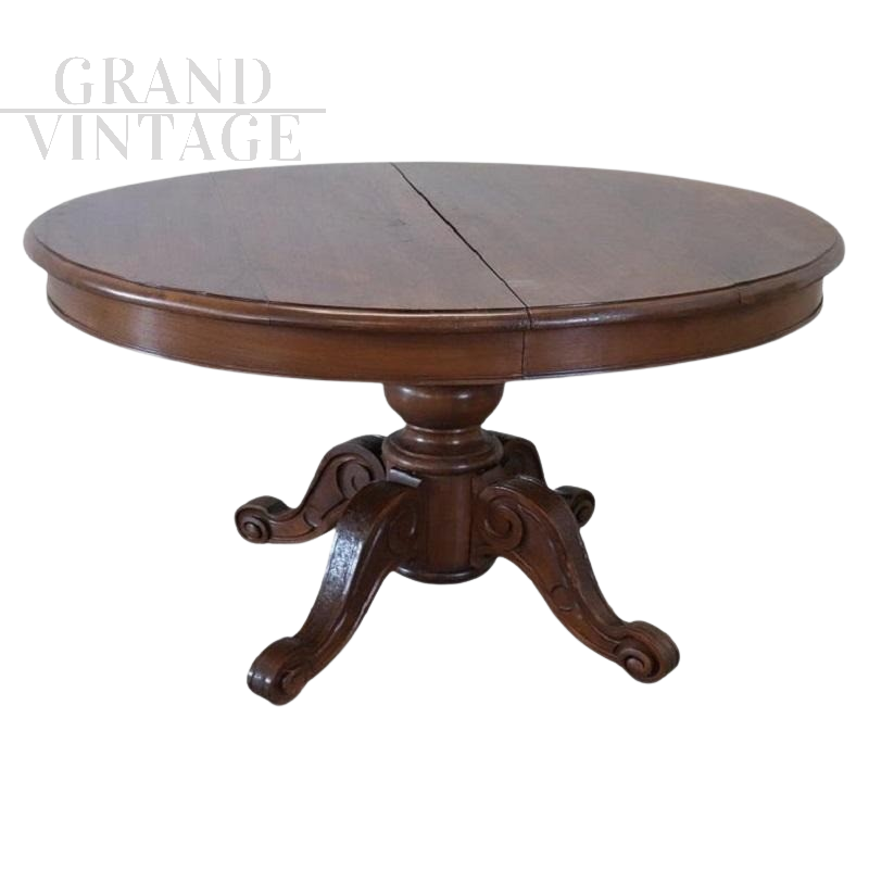 Antique table in solid walnut extendable up to 4 meters, mid-19th century