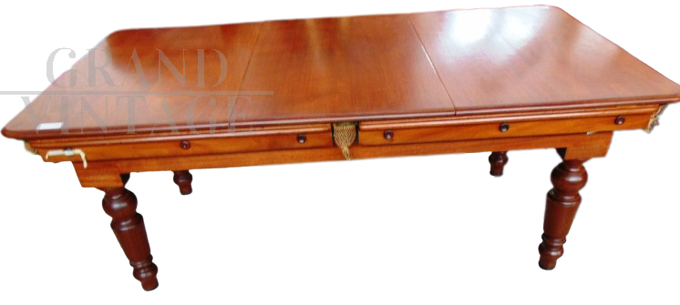 Antique convertible english dining pool table in mahogany, late 19th century       