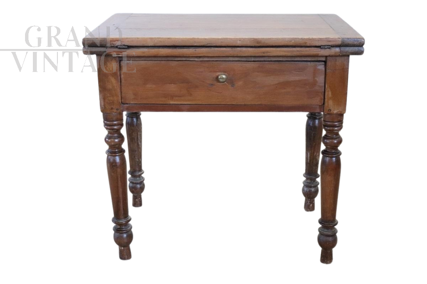 Antique extendable poplar kitchen table from the 19th century