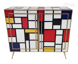 Mondrian style glass dresser