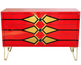 Red glass geometric dresser